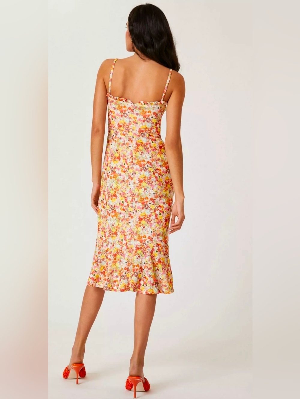 NWT Anthropologie Hutch Pink Colorful Floral Selene Bustier Midi Dress - Picture 2 of 14